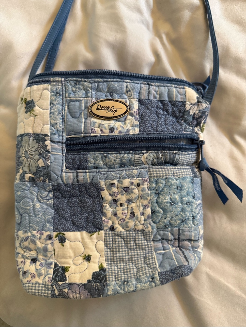 Blue Patchwork Crossbody Bag